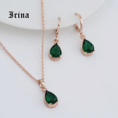 Κοσμήματα πολυτελείας, χαριτωμένα και ευαίσθητα σετ κοσμημάτων 5 χρωμάτων Zircon Water Drop για γαμήλιο πάρτι Δημοφιλές γυναικείο σετ κοσμημάτων