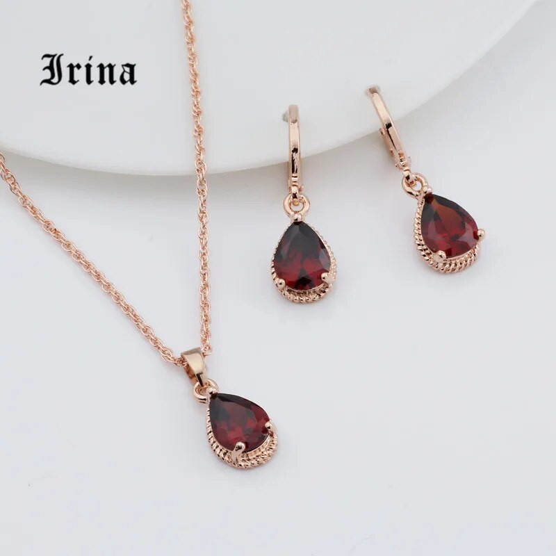 Κοσμήματα πολυτελείας, χαριτωμένα και ευαίσθητα σετ κοσμημάτων 5 χρωμάτων Zircon Water Drop για γαμήλιο πάρτι Δημοφιλές γυναικείο σετ κοσμημάτων