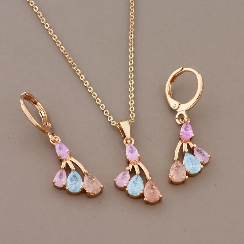 Nauja tendencija Neįprasti auskarų rinkiniai moterims Spalvingi natūralaus cirkonio kasdieniai papuošalai Prabangus Elegantiškas Moterų rinkinys