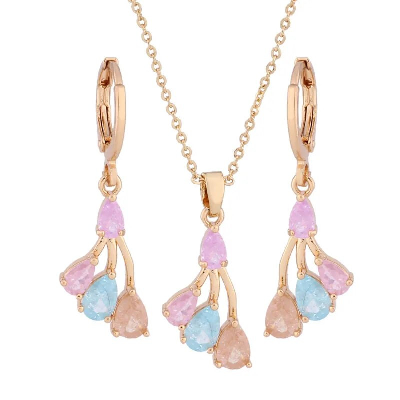 Nauja tendencija Neįprasti auskarų rinkiniai moterims Spalvingi natūralaus cirkonio kasdieniai papuošalai Prabangus Elegantiškas Moterų rinkinys