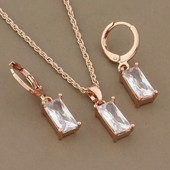 New Trend Kõrvarõngad 585 Rose Gold Color Tilkkõrvarõngad Stes naistele Mood Geomeetria Looduslik tsirkoon igapäevane ehete komplekt