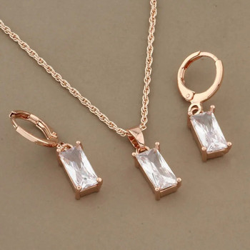 New Trend Earrings 585 Rose Gold Color Drop Earrings Stes for Women Fashion Geometry Natural Zircon Daily Set