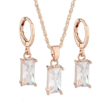 New Trend Earrings 585 Rose Gold Color Drop Earrings Stes for Women Fashion Geometry Natural Zircon Daily Set