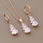 Uus trendikas 585 roosa kullavärvi ehtekomplekt naistele, kvaliteetne naturaalsest tsirkoonist kõrvarõnga ja ripatsiga luksuslik ehtekomplekt