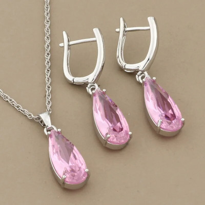 Luksusa kvalitātes 585 rožu zelta krāsas juvelierizstrādājumu komplekti nolaižamie auskari un piekariņi juvelierizstrādājumu komplekti kubiskā cirkona dāvanas jauniem