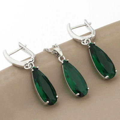 Luksusa kvalitātes 585 rožu zelta krāsas juvelierizstrādājumu komplekti nolaižamie auskari un piekariņi juvelierizstrādājumu komplekti kubiskā cirkona dāvanas jauniem