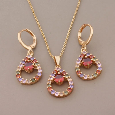 Novi trendovski setovi naušnica za žene Unikatni šareni dodaci od prirodnog cirkona Luksuzni kvalitetni set nakita Poklon veleprodaja