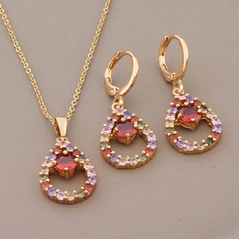 Novi trendovski setovi naušnica za žene Unikatni šareni dodaci od prirodnog cirkona Luksuzni kvalitetni set nakita Poklon veleprodaja