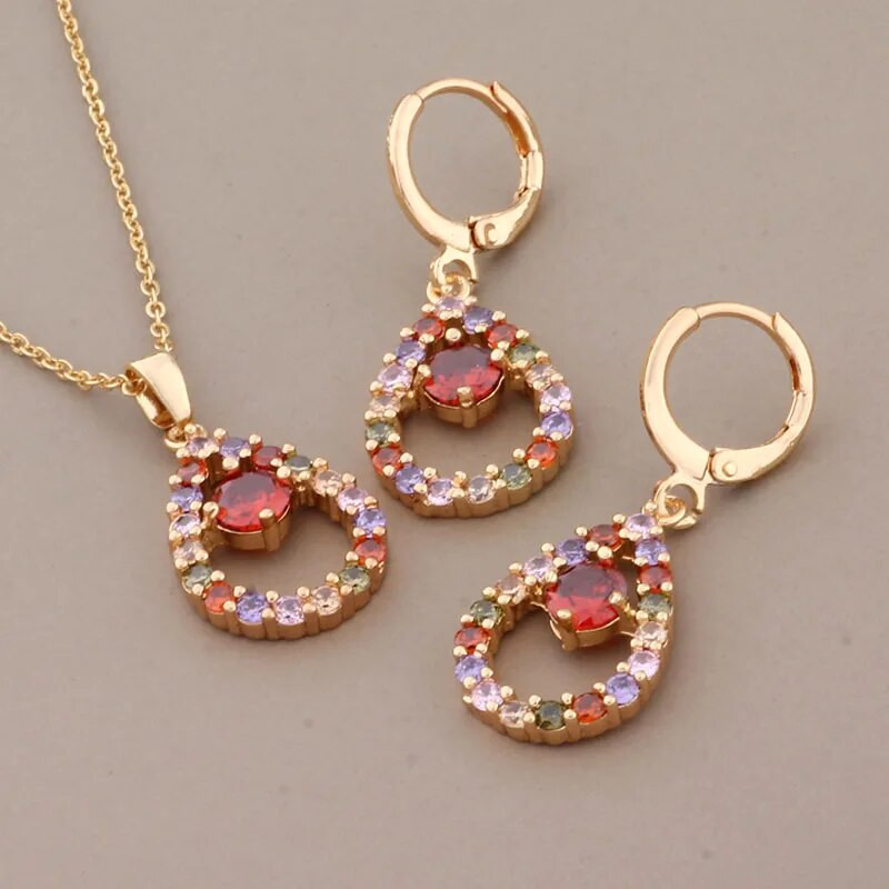 Novi trendovski setovi naušnica za žene Unikatni šareni dodaci od prirodnog cirkona Luksuzni kvalitetni set nakita Poklon veleprodaja