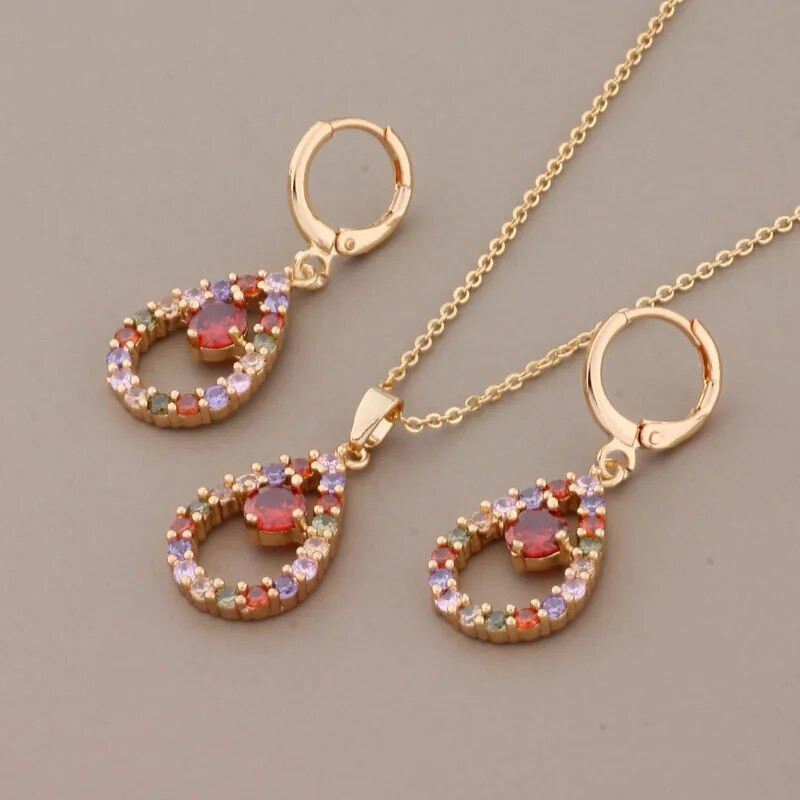 Novi trendovski setovi naušnica za žene Unikatni šareni dodaci od prirodnog cirkona Luksuzni kvalitetni set nakita Poklon veleprodaja