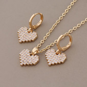 Νέο μοντέρνο σετ σκουλαρίκι καρδιών σε μοντέρνο χρώμα με Micro Wax Inlay Υψηλής ποιότητας φυσικό ζιργκόν Πολυτελές κομψό γυναικείο σετ