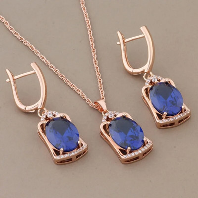 Luksusliku kvaliteetse disainiga kõrvarõnga- ja ripatsikomplektid naistele 585 roosikulla värvi mikrovaha sisekujundus naturaalsest tsirkoonist pulmaehtekomplektid