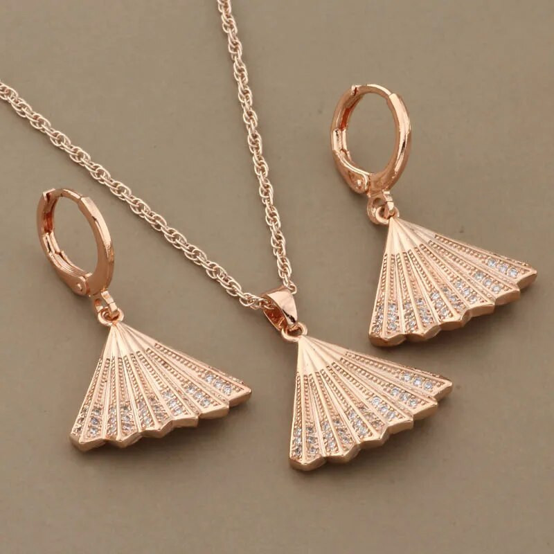 Luxury Jewelry Trend 585 Rose Gold Χρώμα Κρεμαστά Σκουλαρίκια Γυναικεία Γεωμετρικά Vintage Σετ κοσμημάτων γάμου Δώρο για πάρτι