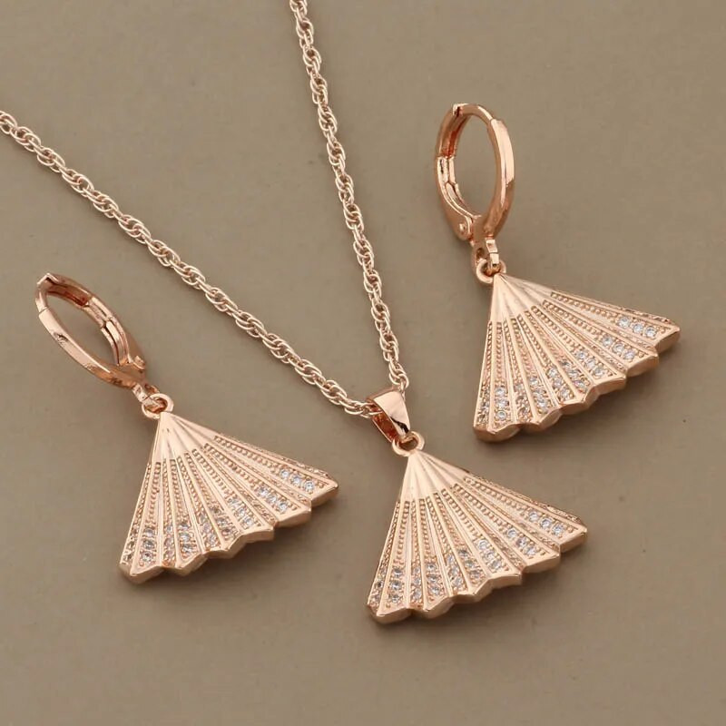 Luxury Jewelry Trend 585 Rose Gold Χρώμα Κρεμαστά Σκουλαρίκια Γυναικεία Γεωμετρικά Vintage Σετ κοσμημάτων γάμου Δώρο για πάρτι