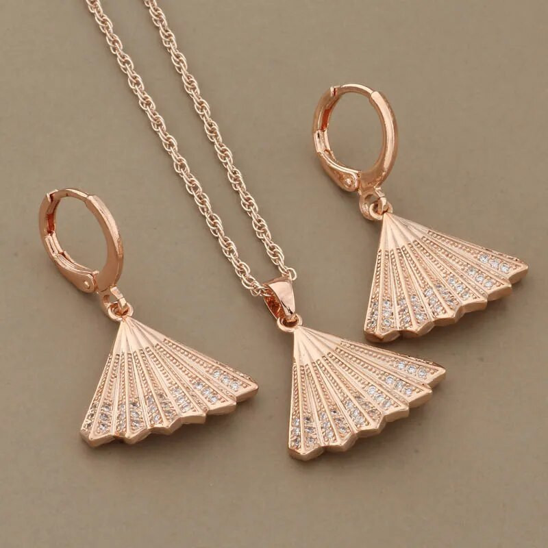 Luxury Jewelry Trend 585 Rose Gold Χρώμα Κρεμαστά Σκουλαρίκια Γυναικεία Γεωμετρικά Vintage Σετ κοσμημάτων γάμου Δώρο για πάρτι