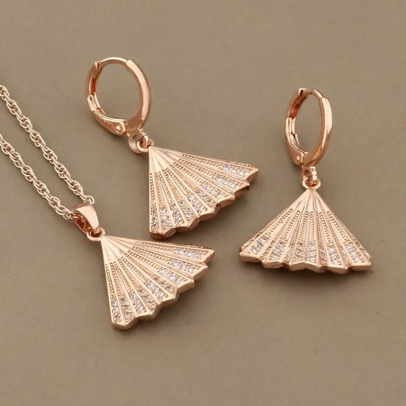 Luxury Jewelry Trend 585 Rose Gold Χρώμα Κρεμαστά Σκουλαρίκια Γυναικεία Γεωμετρικά Vintage Σετ κοσμημάτων γάμου Δώρο για πάρτι