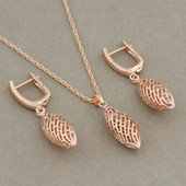 Σετ κοσμημάτων πολυτελείας για γυναίκες 585 ροζ χρυσό σκουλαρίκια και μενταγιόν 2023 Αξεσουάρ γάμου Σετ κοσμήματα