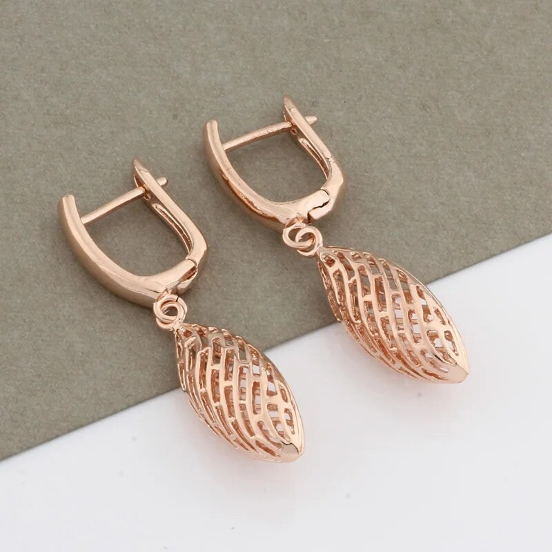 Σετ κοσμημάτων πολυτελείας για γυναίκες 585 ροζ χρυσό σκουλαρίκια και μενταγιόν 2023 Αξεσουάρ γάμου Σετ κοσμήματα