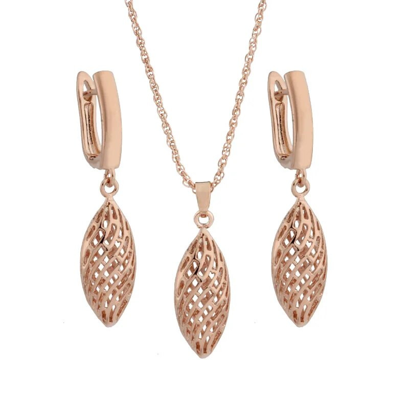 Σετ κοσμημάτων πολυτελείας για γυναίκες 585 ροζ χρυσό σκουλαρίκια και μενταγιόν 2023 Αξεσουάρ γάμου Σετ κοσμήματα