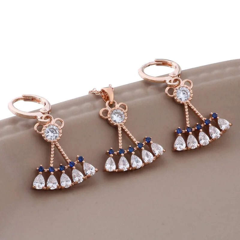 Luksuslik elegantne tsirkoonist kaelakee ja kõrvarõngad, 2023. aasta ehtekomplekt naistele sünnipäevakingituseks, ehted