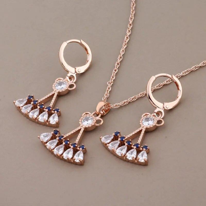 Luksuslik elegantne tsirkoonist kaelakee ja kõrvarõngad, 2023. aasta ehtekomplekt naistele sünnipäevakingituseks, ehted