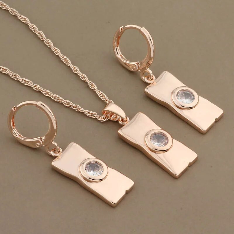 Madingi papuošalai moterims 2023 m. rožinio aukso spalvos auskarai ir pakabukų rinkiniai natūralaus cirkonio aukštos kokybės vintažinių papuošalų rinkiniai