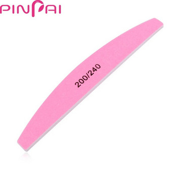 PinPai 5 τμχ Halfround Pink 200 240 Grits Λίμα νυχιών για Μανικιούρ Πεντικιούρ Λίμες Γυαλίσματος Νυχιών Διπλής όψης Buffer