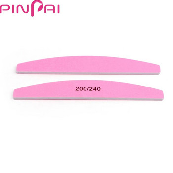 PinPai 5 бр. полукръгла розова 200 240 пила за нокти за маникюр педикюр пила двустранно шлайфане пила за полиране на нокти буфер