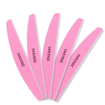 PinPai 5Gb pusapaļa rozā 200 240 graudu nagu vīle manikīra pedikīra vīlēm Divpusēja slīpēšana nagu pulēšanas vīles buferis