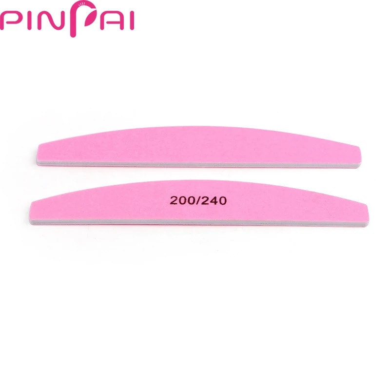 PinPai 5Gb pusapaļa rozā 200 240 graudu nagu vīle manikīra pedikīra vīlēm Divpusēja slīpēšana nagu pulēšanas vīles buferis