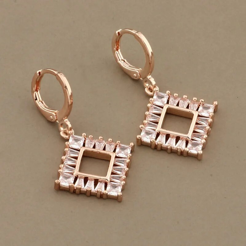 Madingi papuošalai moterims 2023 m. prabangūs rožinio aukso spalvos auskarai ir pakabukų rinkiniai Natūralaus cirkonio prabangūs kokybiški papuošalų rinkiniai