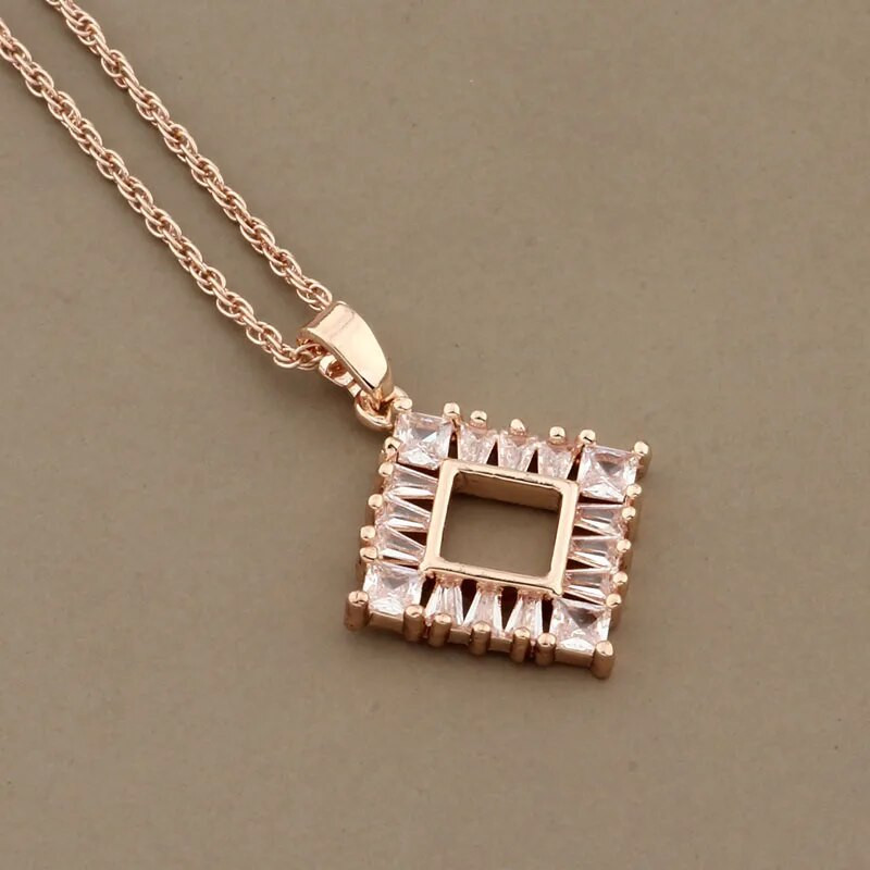 Madingi papuošalai moterims 2023 m. prabangūs rožinio aukso spalvos auskarai ir pakabukų rinkiniai Natūralaus cirkonio prabangūs kokybiški papuošalų rinkiniai