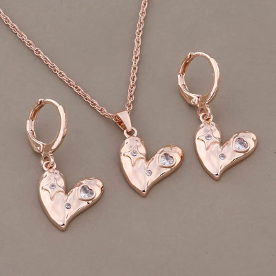 Paprastas širdies formos madingų papuošalų rinkinys moterims Natūralaus cirkonio vestuvinių vintažinių papuošalų rinkiniai