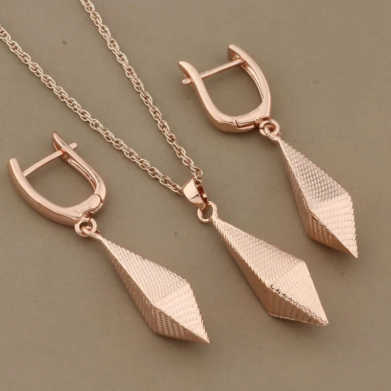 2023 Trend visoke kvalitete 585 Rose Gold Boja Bakreni setovi naušnica za žene Klasični svadbeni vjenčani vintage setovi nakita