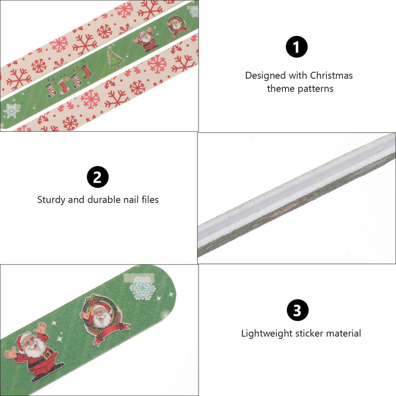 12 tk jõuluküüneviilid Grit mini akrüültööriistad maniküüri pediküüri puhverplokk