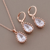 Classic Drop Earrings 2023 Υψηλής Ποιότητας Σετ κοσμημάτων Ροζ χρυσό χρώμα Λευκό φυσικό ζιργκόν Πολυτελή κρεμαστά γυναικεία σκουλαρίκια