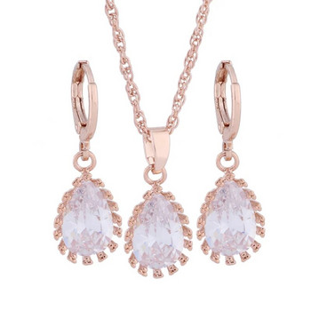 Classic Drop Earrings 2023 Υψηλής Ποιότητας Σετ κοσμημάτων Ροζ χρυσό χρώμα Λευκό φυσικό ζιργκόν Πολυτελή κρεμαστά γυναικεία σκουλαρίκια