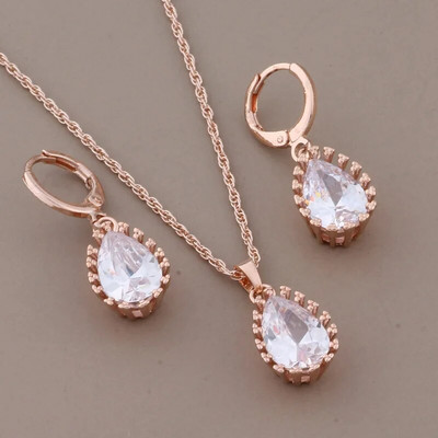 Classic Drop Earrings 2023 Υψηλής Ποιότητας Σετ κοσμημάτων Ροζ χρυσό χρώμα Λευκό φυσικό ζιργκόν Πολυτελή κρεμαστά γυναικεία σκουλαρίκια