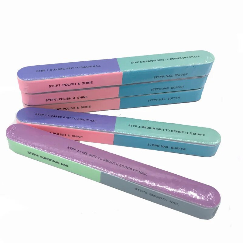 3 τεμάχια/Παρτίδα Επαγγελματικές λίμες για νύχια 7 πλευρικά σφουγγαράκια νύχια αξεσουάρ και εργαλεία Μανικιούρ Στίλβωση Buffering Block Χονδρική