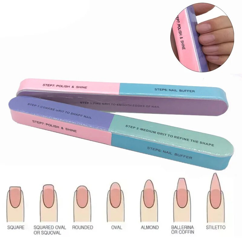 3 τεμάχια/Παρτίδα Επαγγελματικές λίμες για νύχια 7 πλευρικά σφουγγαράκια νύχια αξεσουάρ και εργαλεία Μανικιούρ Στίλβωση Buffering Block Χονδρική