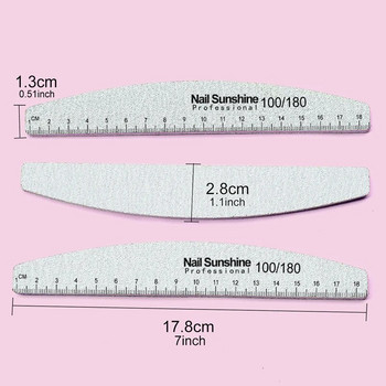 5/10 τμχ/Σετ Graduated Half Moon Nail File 100 180 Grit Professional Material Nail Grey Washable Buffer Block Tools for Manicure