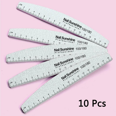5/10 gab./komplektā Graduated Half Moon nagu Vīle 100 180 Grit Profesionāls materiāls Nagu Pelēks Mazgājams Buferbloks Instrumenti Manikīram