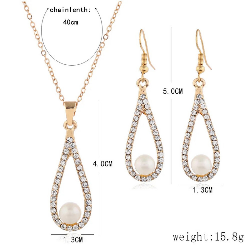 Delysia King Crystal Water Drop Colier de perle Doamnelor Boutique Bijuterii Set Cercei Nunta Cadou