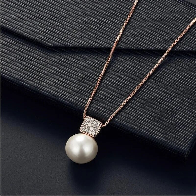 Mood Naised Elegantne Imiteeritud pärlikee Kõrvarõngad Rhinestones Geomeetria Kaelakeed Pruudi pulmapeo ehete komplekt Kingitused Uus