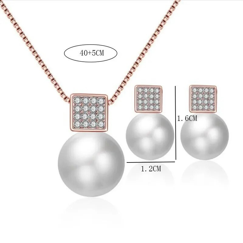 Mood Naised Elegantne Imiteeritud pärlikee Kõrvarõngad Rhinestones Geomeetria Kaelakeed Pruudi pulmapeo ehete komplekt Kingitused Uus