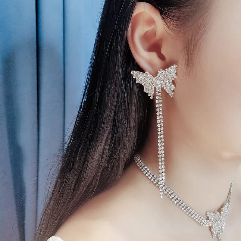 Luksuslik liblikas ripats kaelakee rhinestone kett naistele Bling Tennis Crystal Choker kaelakeed Mood pruudi ehted kingitus