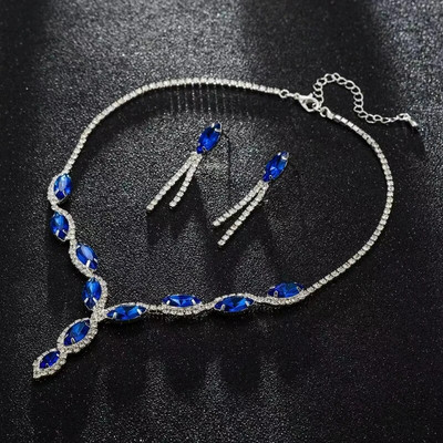 Mood Crystal Prom Pruudi pulma ehete komplektid Naistele Rhinestone lilleline tutti kaelakee Kõrvarõngad Ehtekomplekt Aksessuaarid