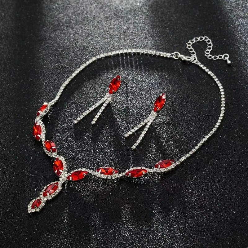 Mood Crystal Prom Pruudi pulma ehete komplektid Naistele Rhinestone lilleline tutti kaelakee Kõrvarõngad Ehtekomplekt Aksessuaarid