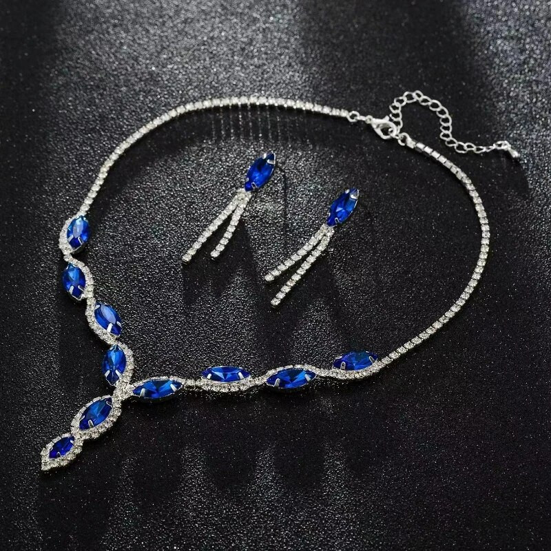 Mood Crystal Prom Pruudi pulma ehete komplektid Naistele Rhinestone lilleline tutti kaelakee Kõrvarõngad Ehtekomplekt Aksessuaarid