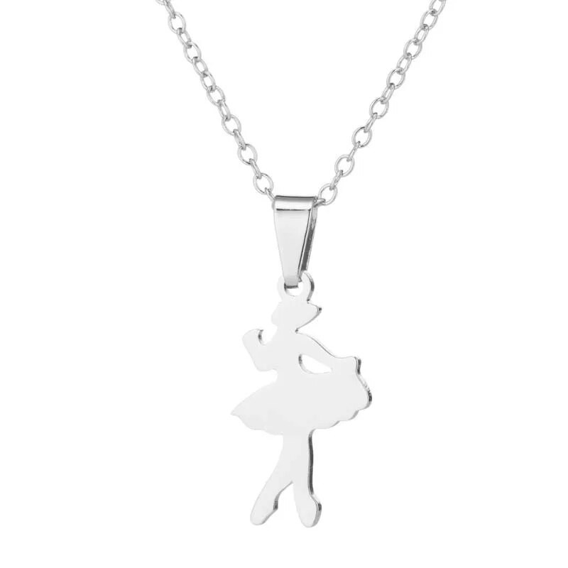 Új, rozsdamentes acélból készült balett-táncos medál, nyaklánc és fülbevaló, láncos ékszerkészlet női kiegészítőknek, ajándékoknak